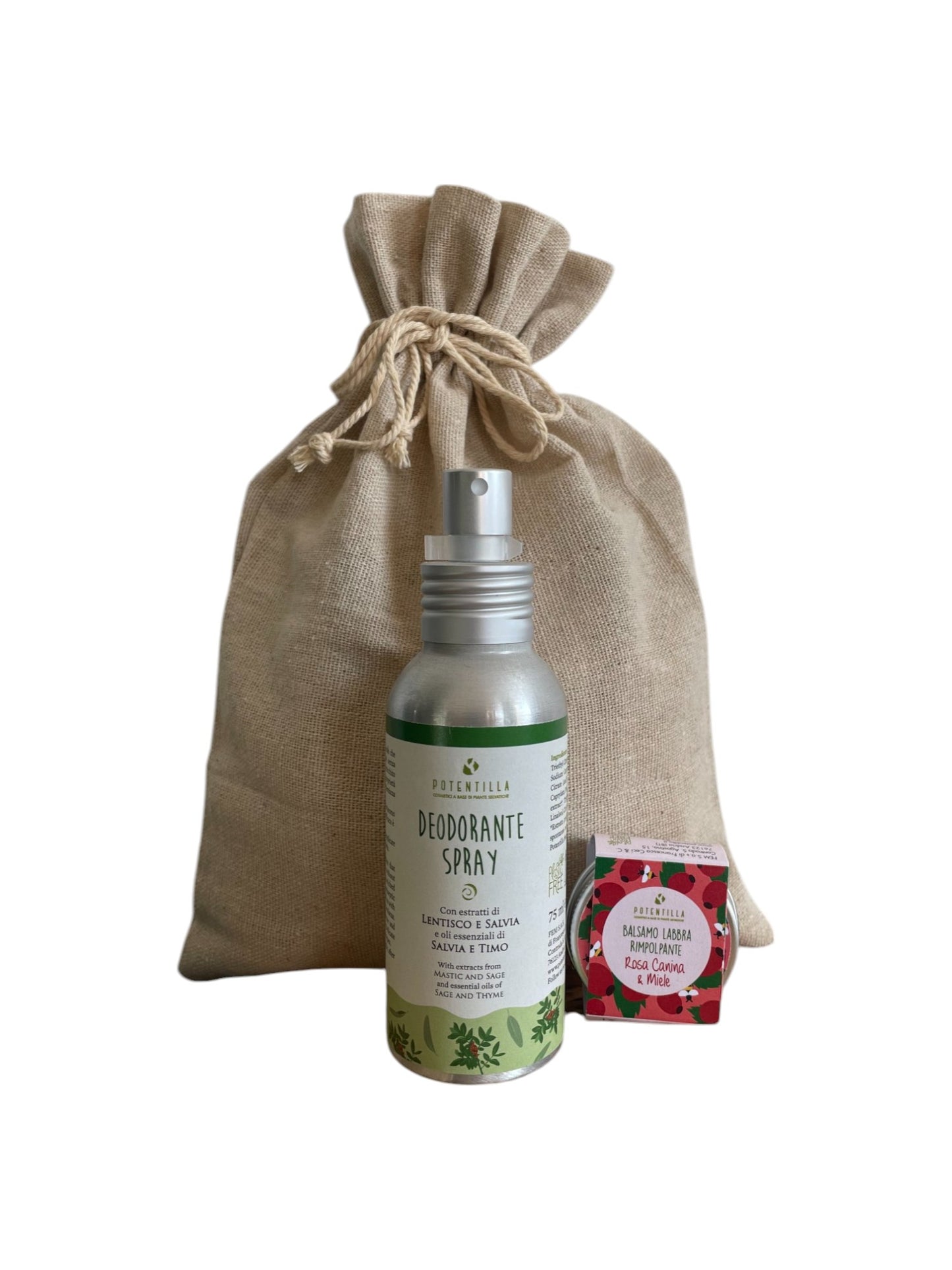 Sacchetto Regalo con Deodorante Spray e Balsamo Labbra - Potentilla