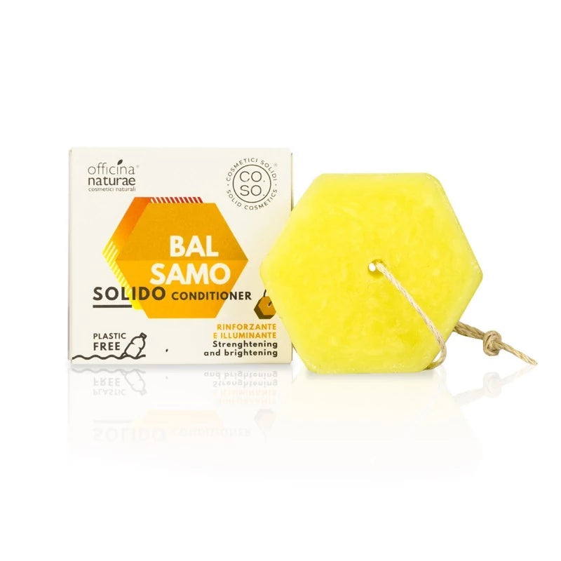 Balsamo solido rinforzante ed illuminante con cordino in cotone biologico certificato e scatolina in cartoncino riciclabile