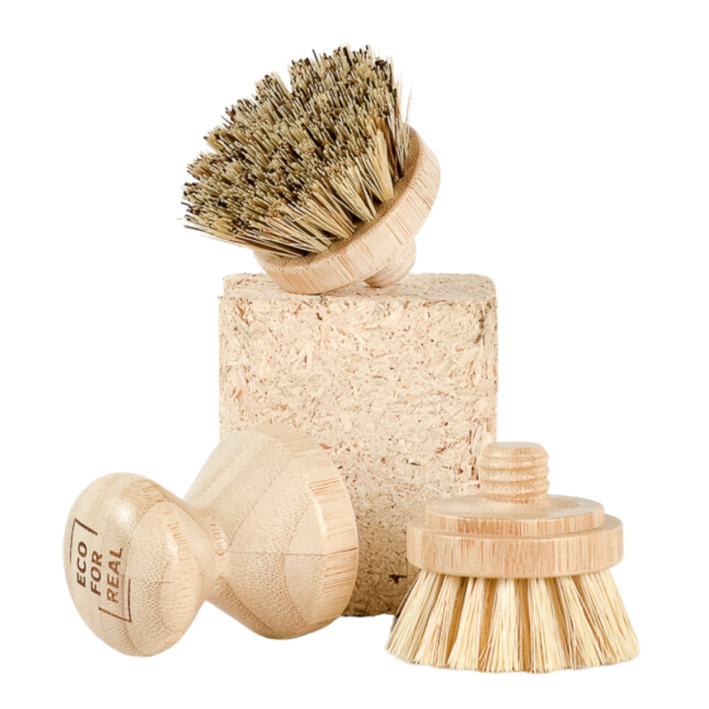 Spazzola piatti in Bambù con Testine di Ricambio - Eco for Real