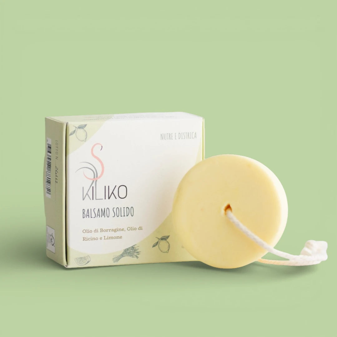 Balsamo Solido Nutriente con Olio di Borragine, Ricino e Limone - Kiliko